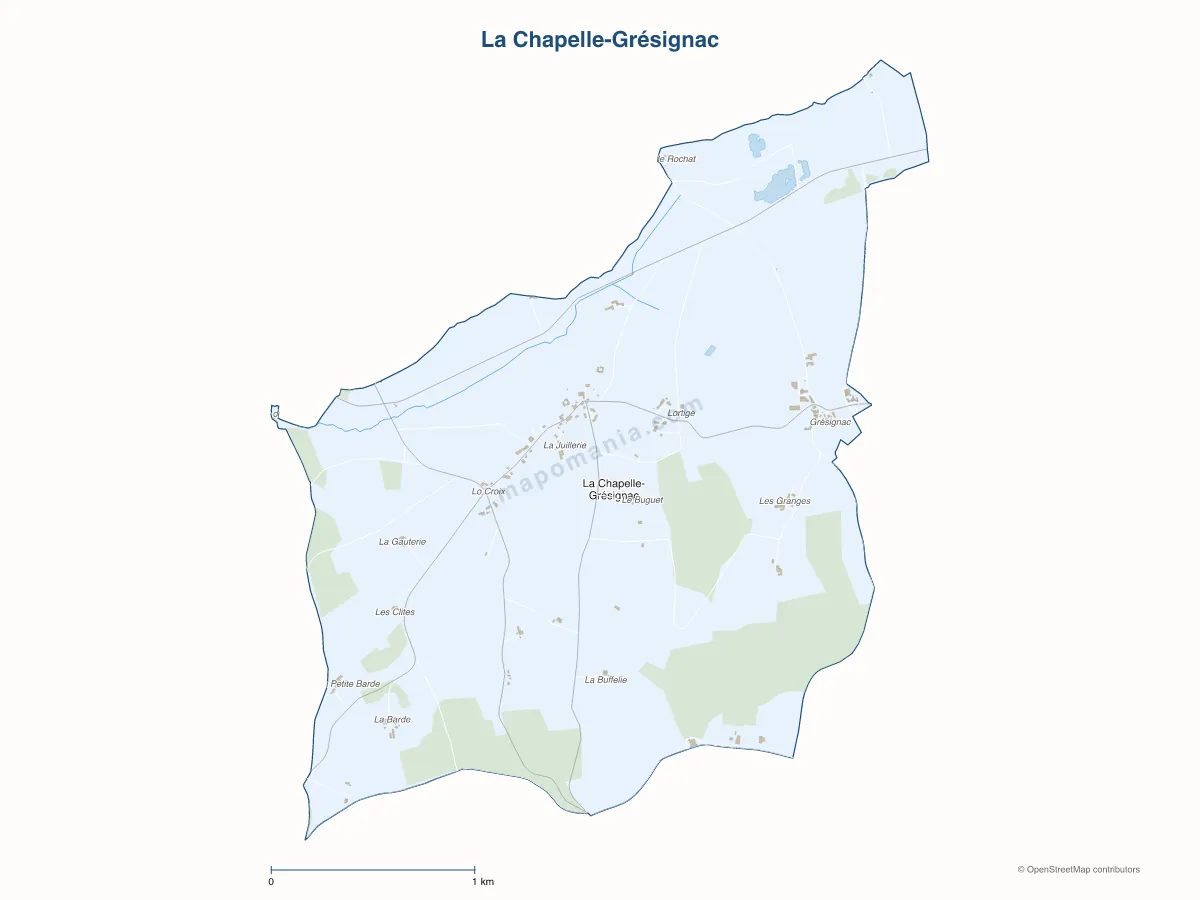 Carte de La Chapelle-Grésignac à personnaliser