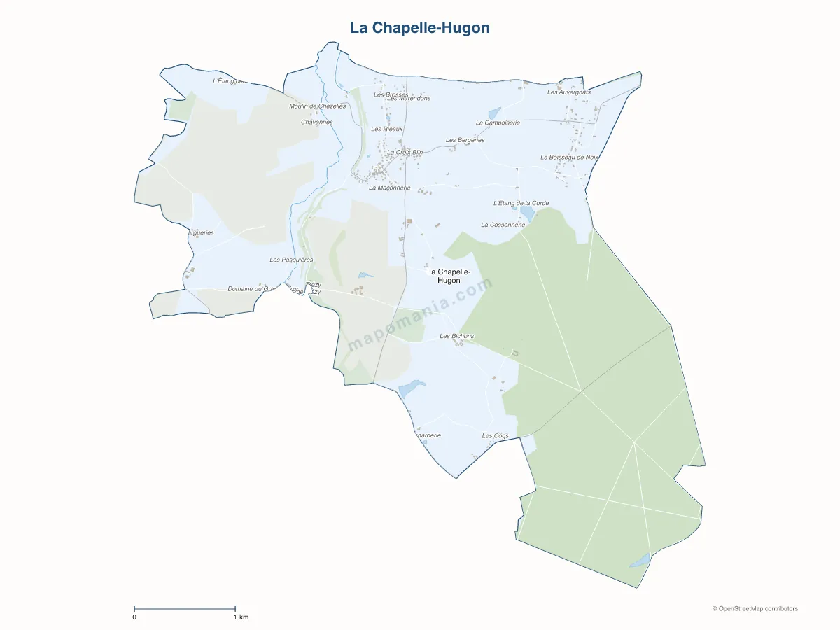 Carte de La Chapelle-Hugon à personnaliser