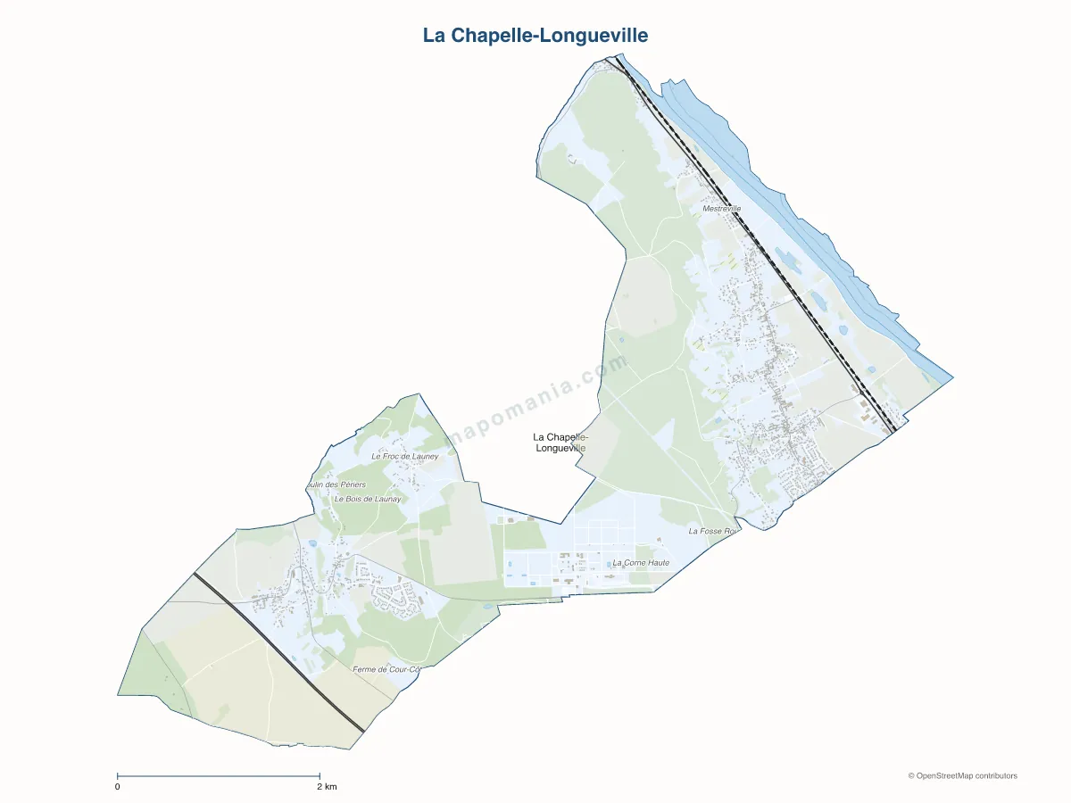 Carte de La Chapelle-Longueville à personnaliser