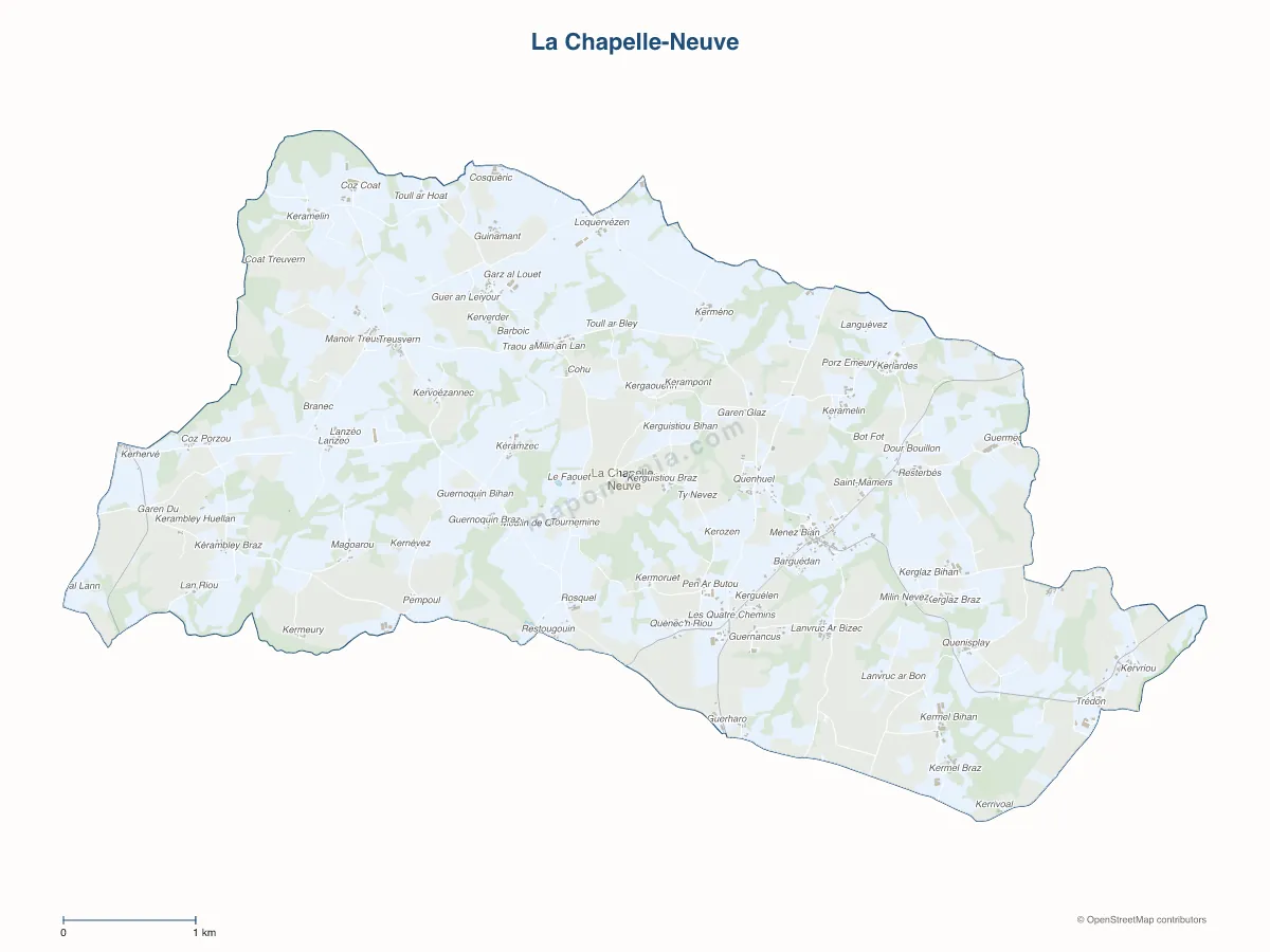 Carte de La Chapelle-Neuve à personnaliser
