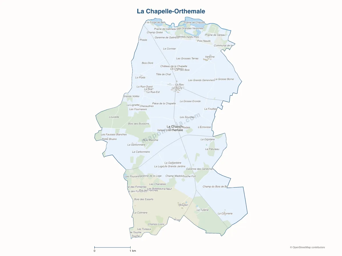 Carte de La Chapelle-Orthemale à personnaliser