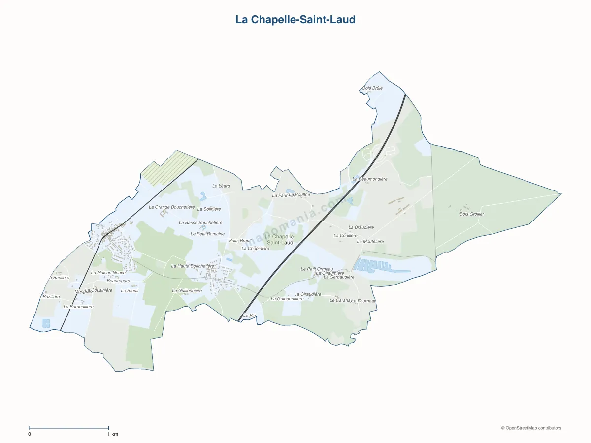 Carte de La Chapelle-Saint-Laud à personnaliser