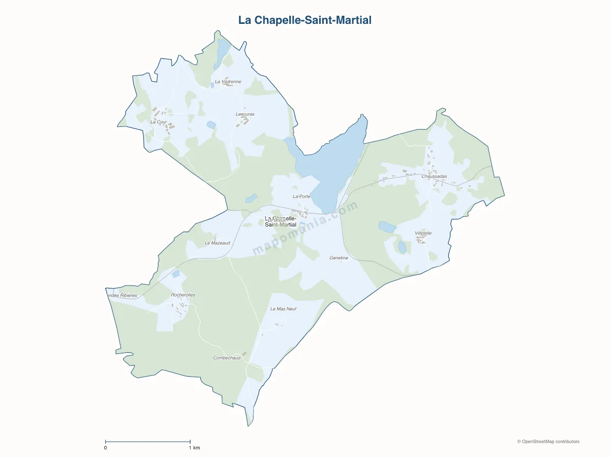 Carte de La Chapelle-Saint-Martial à personnaliser