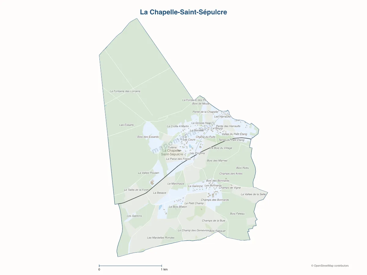 Carte de La Chapelle-Saint-Sépulcre à personnaliser