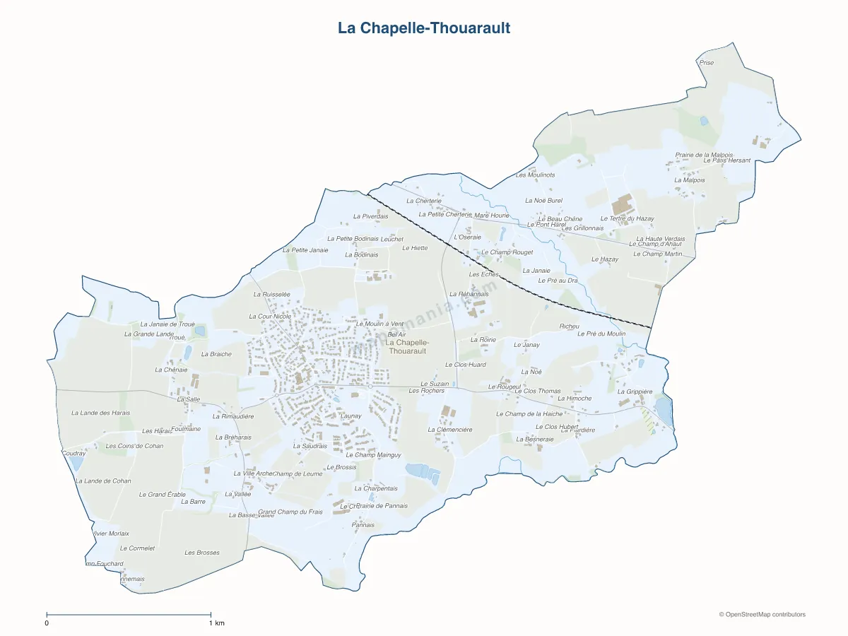 Carte de La Chapelle-Thouarault à personnaliser