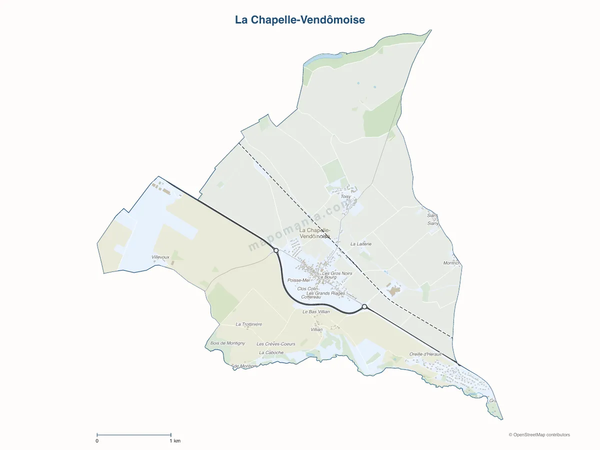 Carte de La Chapelle-Vendômoise à personnaliser