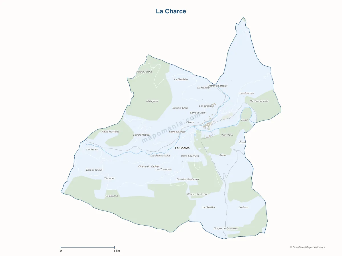 Carte de La Charce à personnaliser