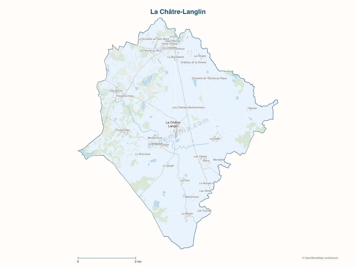 Carte de La Châtre-Langlin à personnaliser