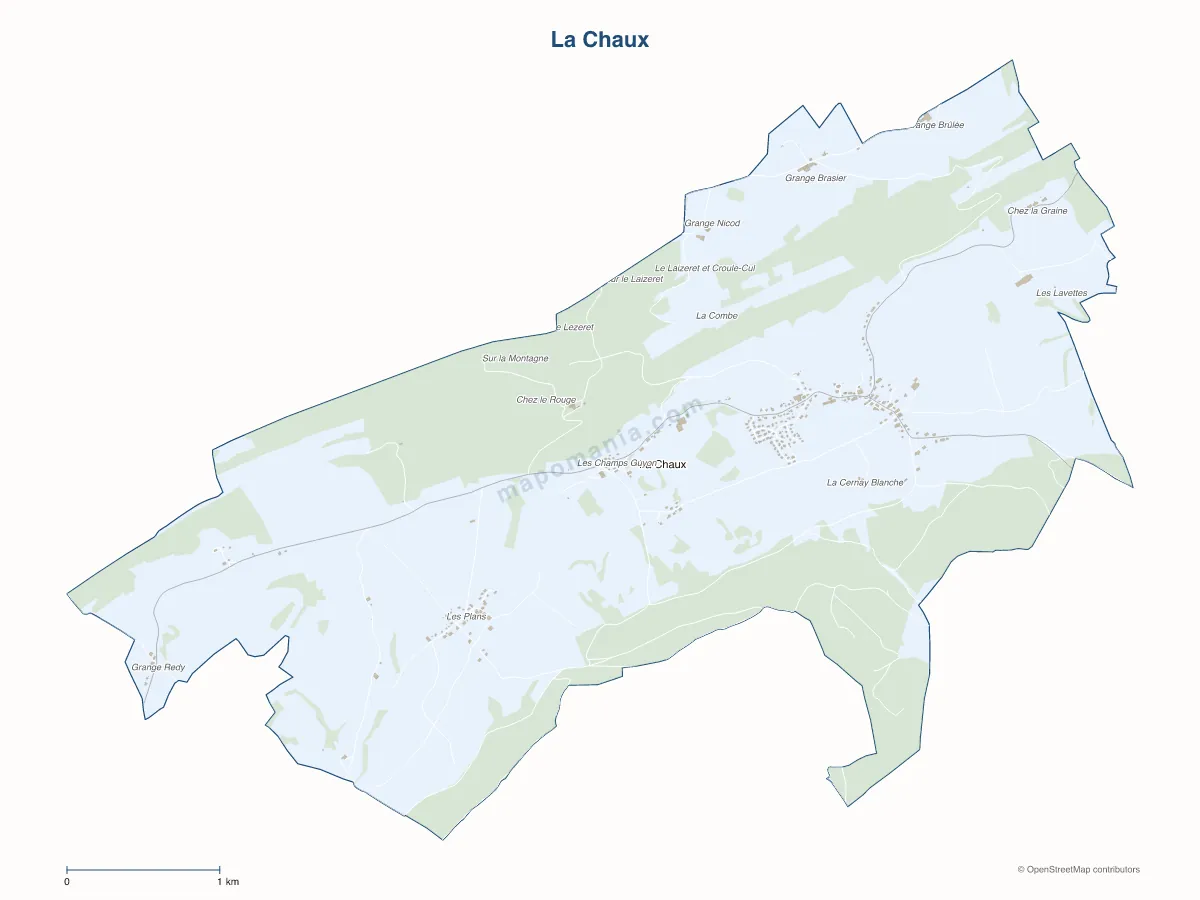 Carte de La Chaux à personnaliser