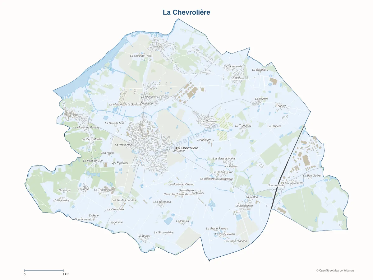 Carte de La Chevrolière à personnaliser