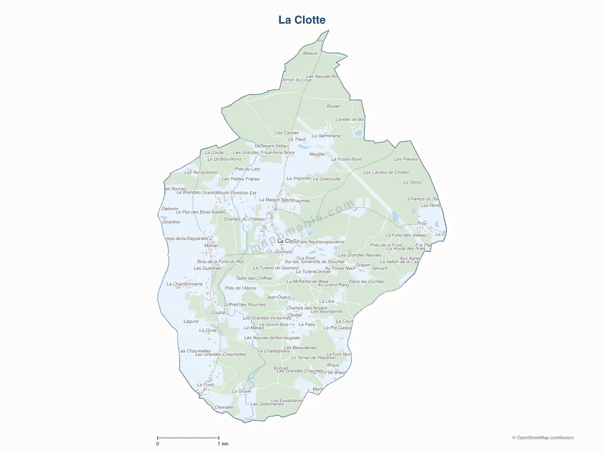 Carte de La Clotte à personnaliser