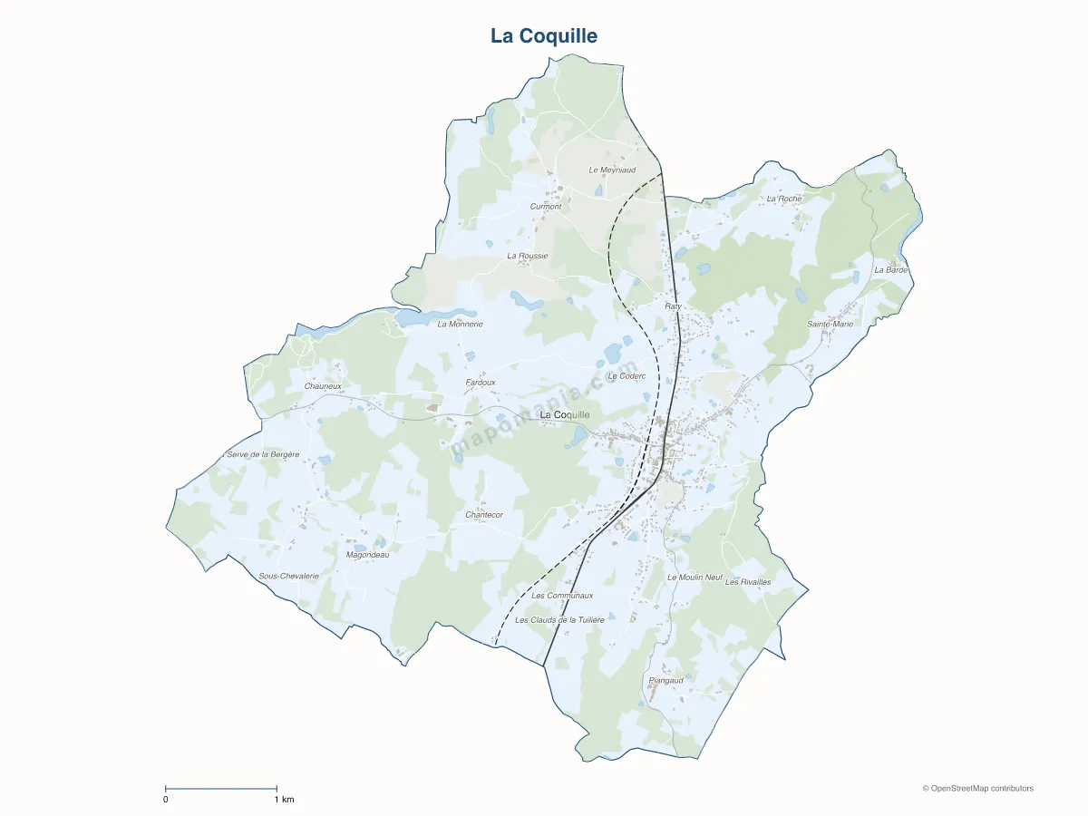 Carte de La Coquille à personnaliser