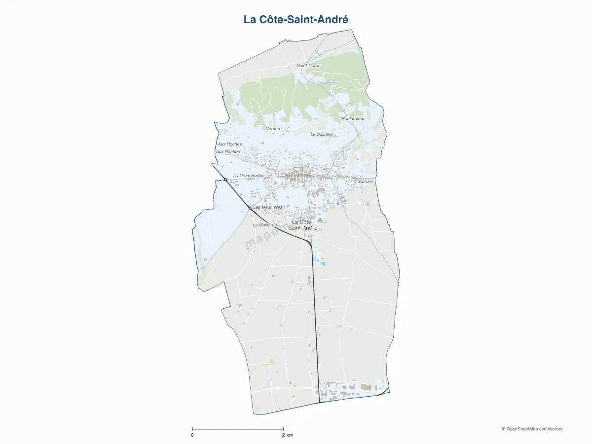 Carte de La Côte-Saint-André à personnaliser