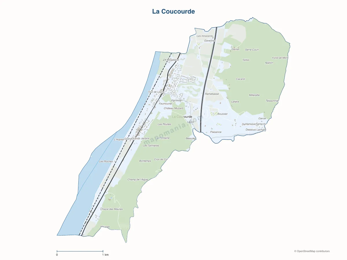 Carte de La Coucourde à personnaliser