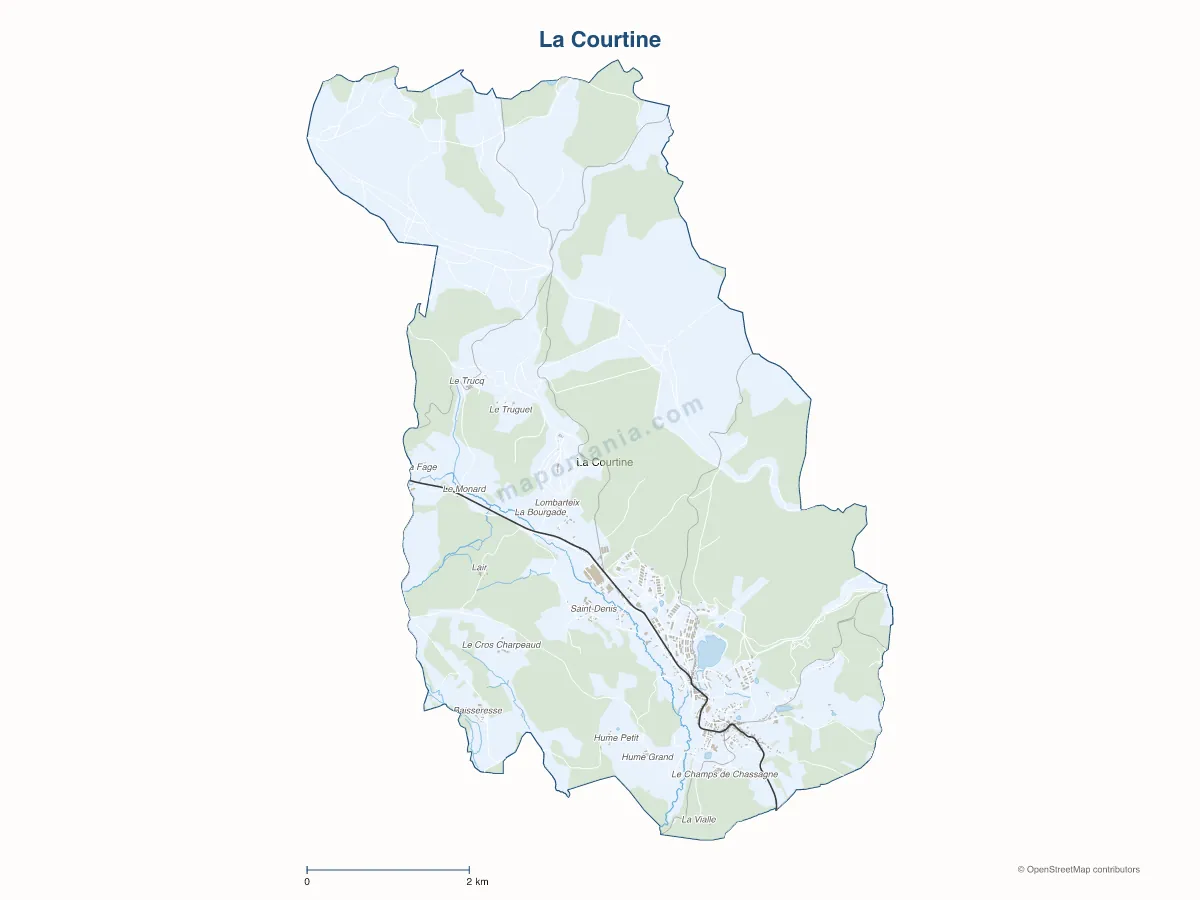 Carte de La Courtine à personnaliser