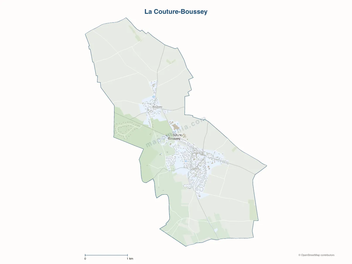 Carte de La Couture-Boussey à personnaliser