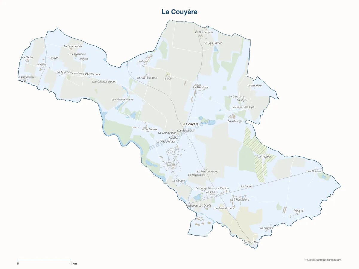 Carte de La Couyère à personnaliser