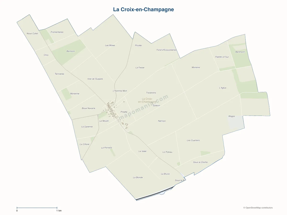 Carte de La Croix-en-Champagne à personnaliser