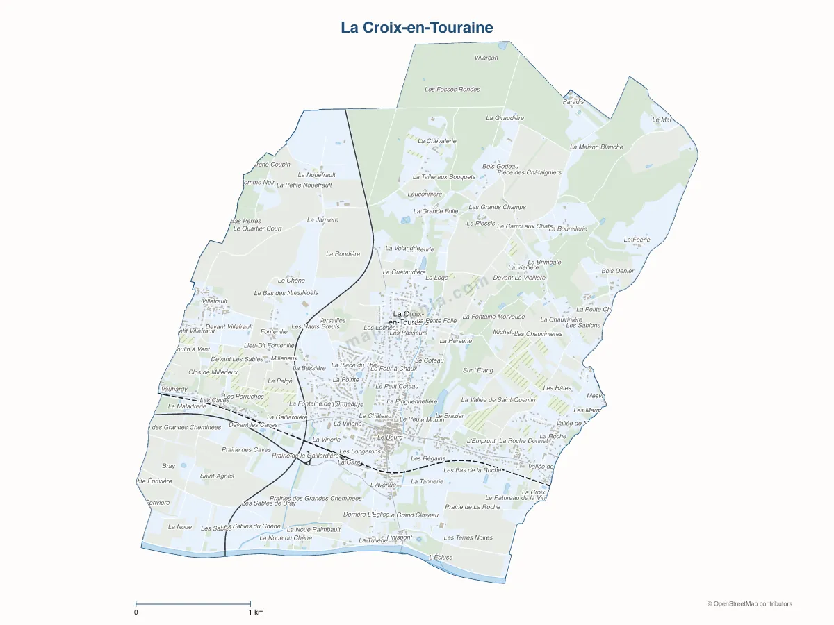 Carte de La Croix-en-Touraine à personnaliser