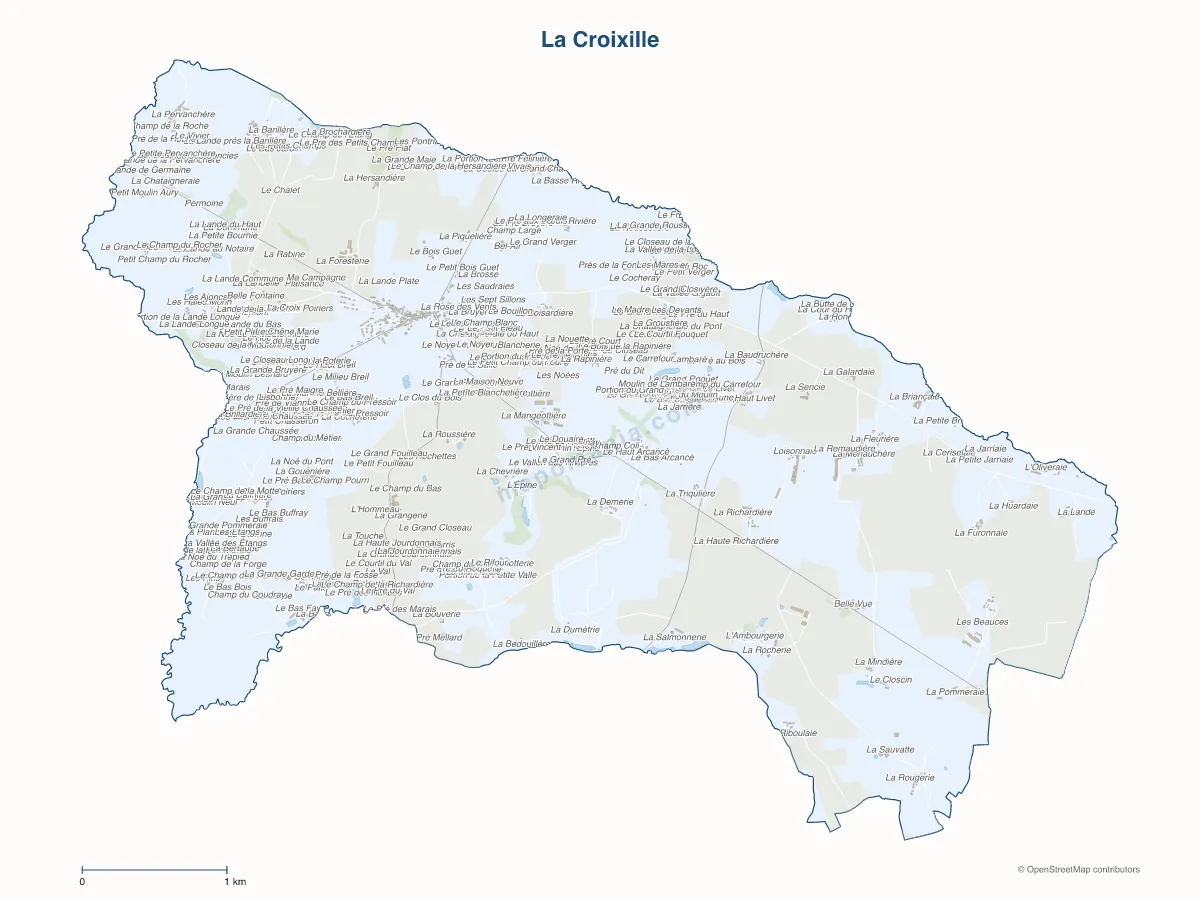 Carte de La Croixille à personnaliser