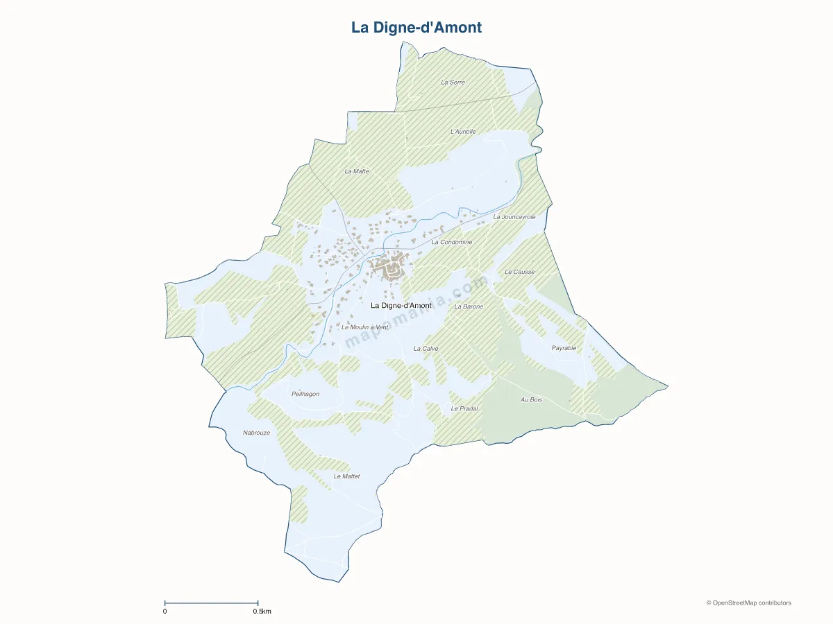 Carte de La Digne-d'Amont à personnaliser