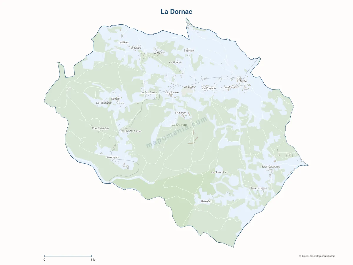 Carte de La Dornac à personnaliser