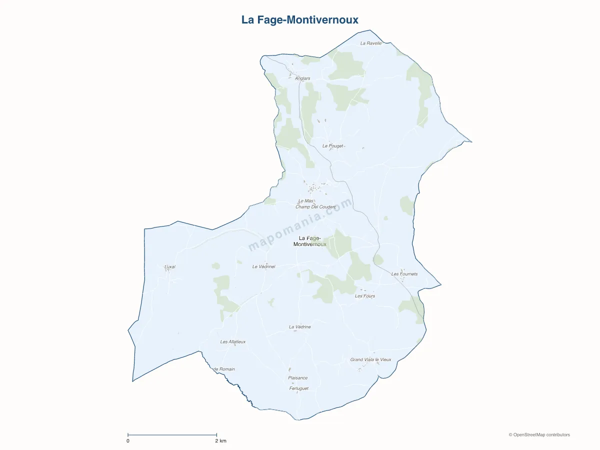 Carte de La Fage-Montivernoux à personnaliser