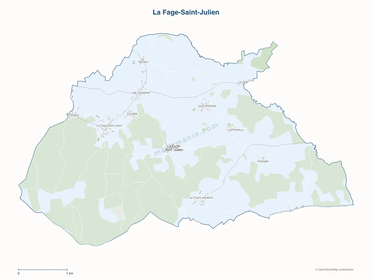 Carte de La Fage-Saint-Julien à personnaliser