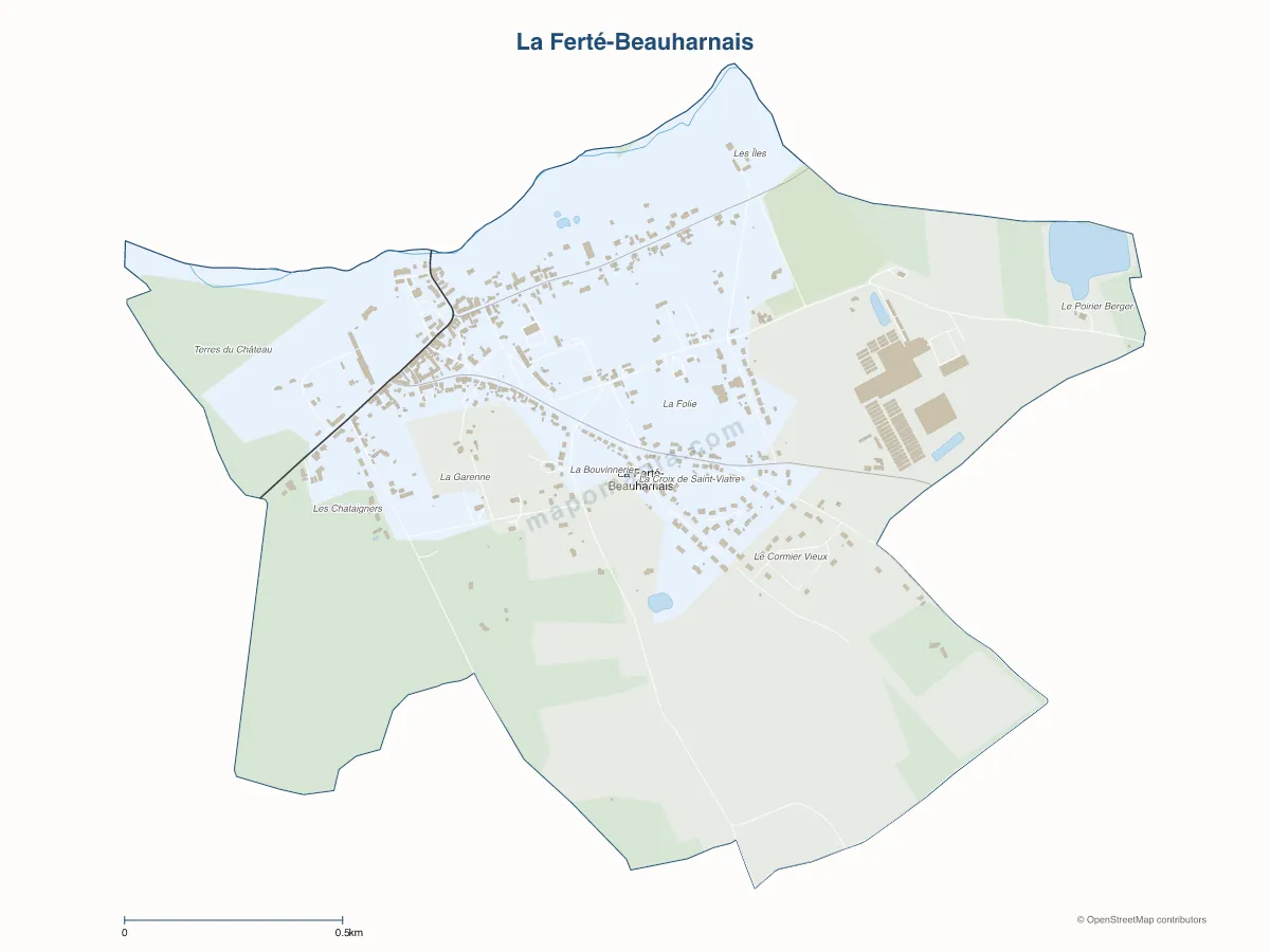 Carte de La Ferté-Beauharnais à personnaliser