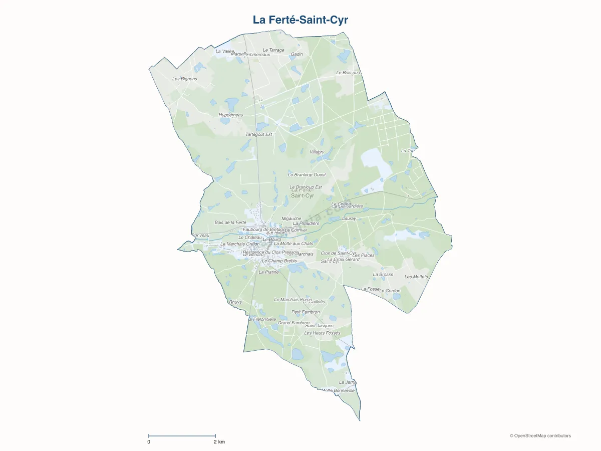 Carte de La Ferté-Saint-Cyr à personnaliser