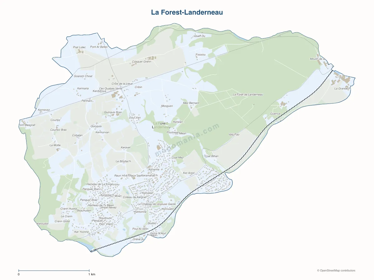 Carte de La Forest-Landerneau à personnaliser