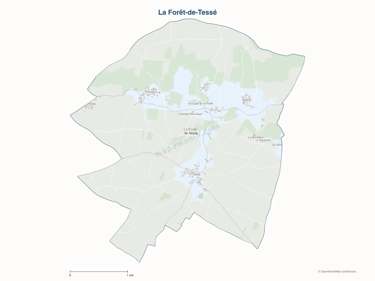 Carte de La Forêt-de-Tessé à personnaliser