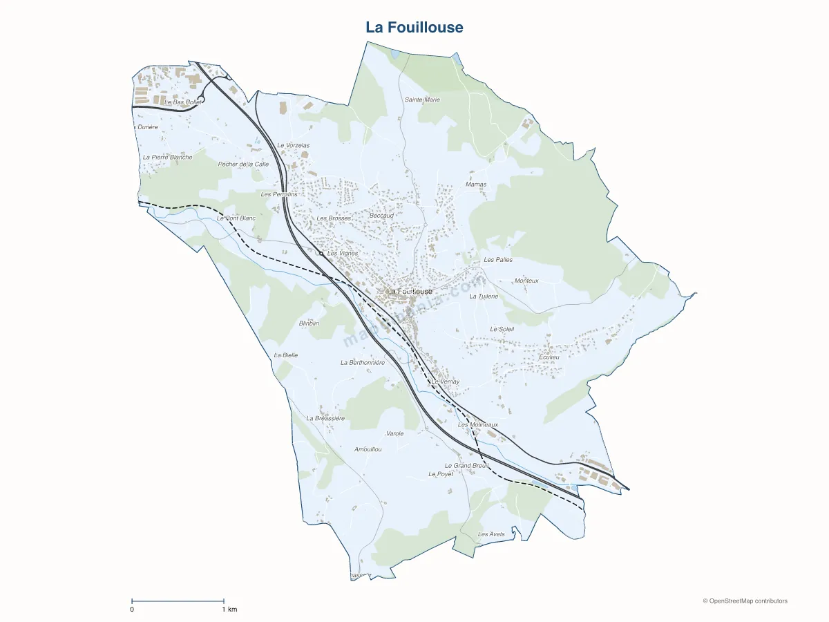 Carte de La Fouillouse à personnaliser