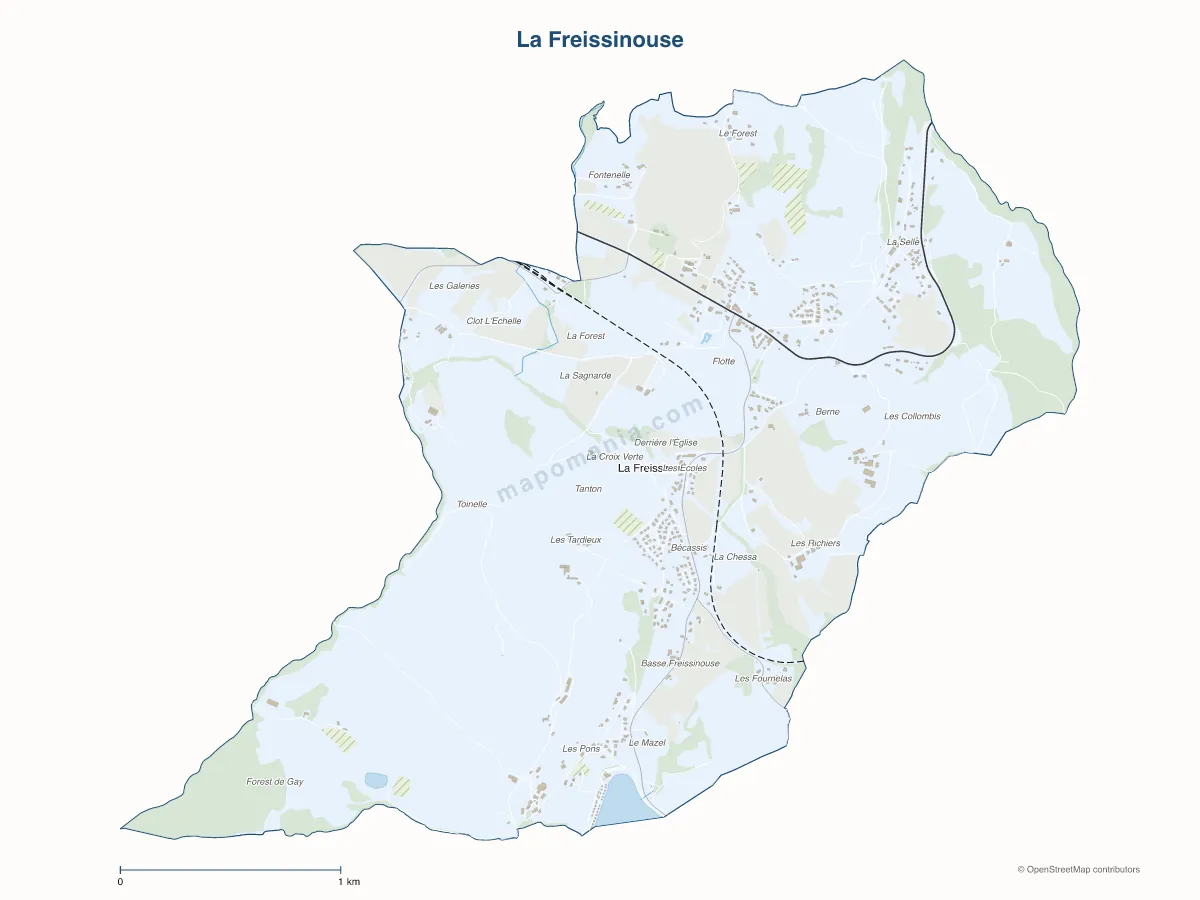 Carte de La Freissinouse à personnaliser