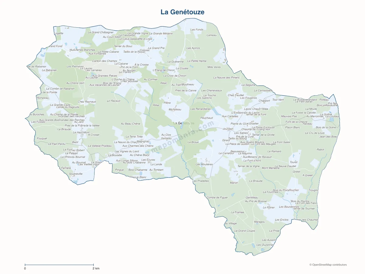 Carte de La Genétouze à personnaliser
