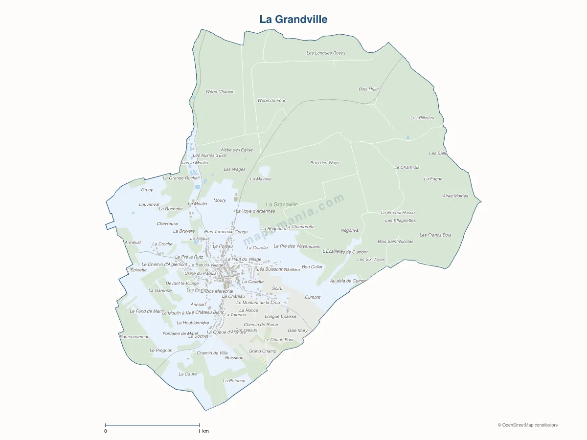 Carte de La Grandville à personnaliser