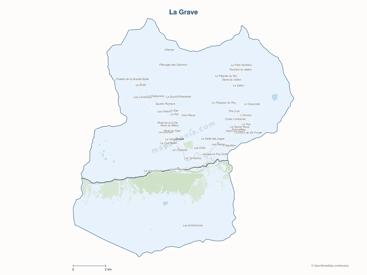 Carte de La Grave à personnaliser