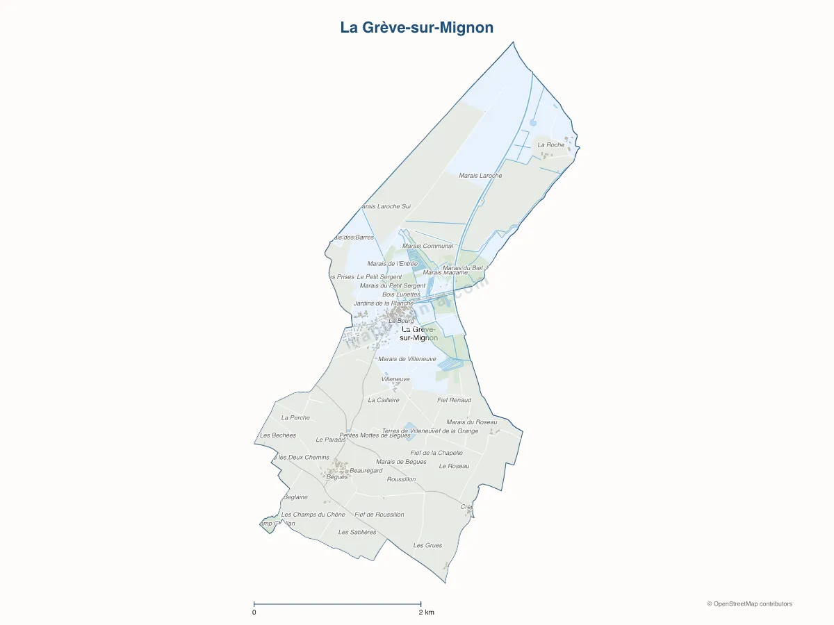 Carte de La Grève-sur-Mignon à personnaliser