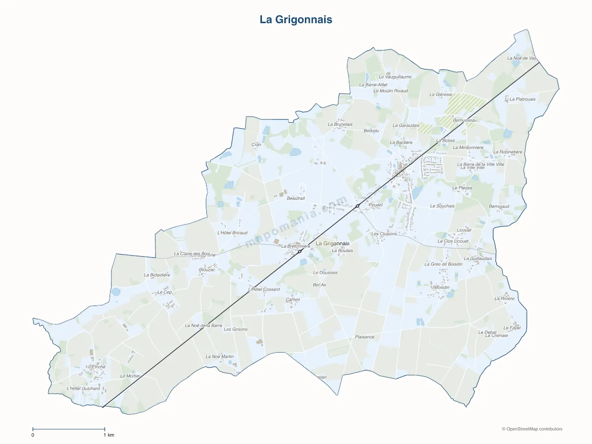 Carte de La Grigonnais à personnaliser