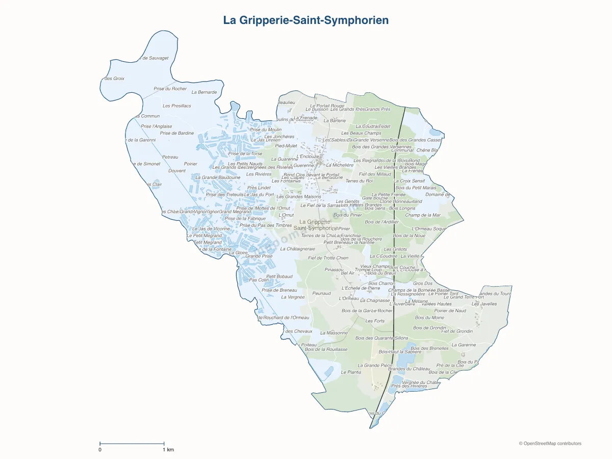 Carte de La Gripperie-Saint-Symphorien à personnaliser