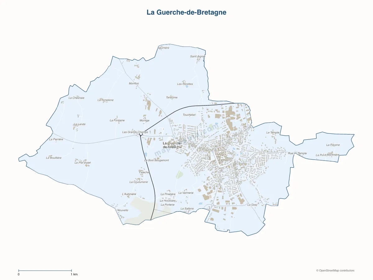 Carte de La Guerche-de-Bretagne à personnaliser