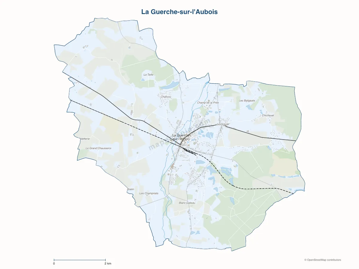 Carte de La Guerche-sur-l'Aubois à personnaliser