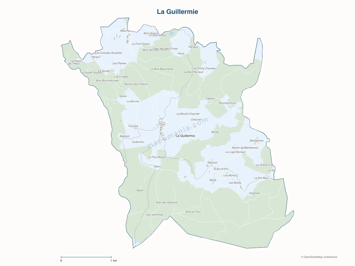 Carte de La Guillermie à personnaliser