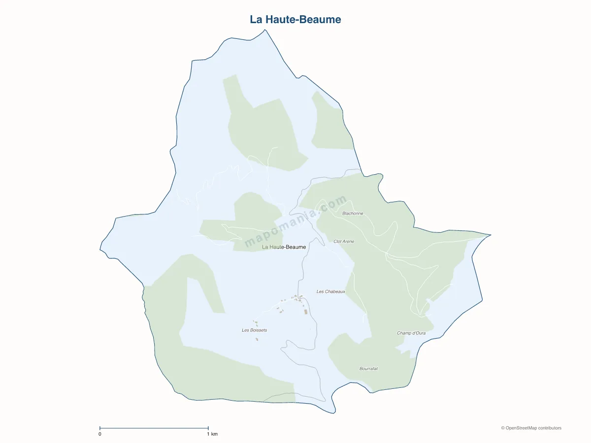 Carte de La Haute-Beaume à personnaliser