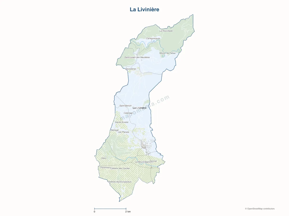 Carte de La Livinière à personnaliser