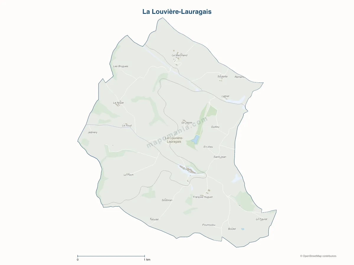 Carte de La Louvière-Lauragais à personnaliser