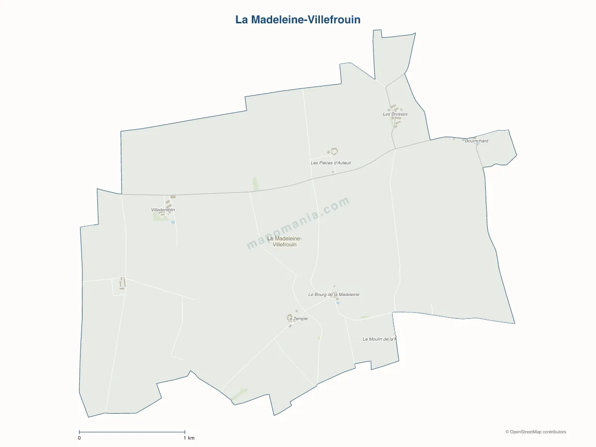 Carte de La Madeleine-Villefrouin à personnaliser