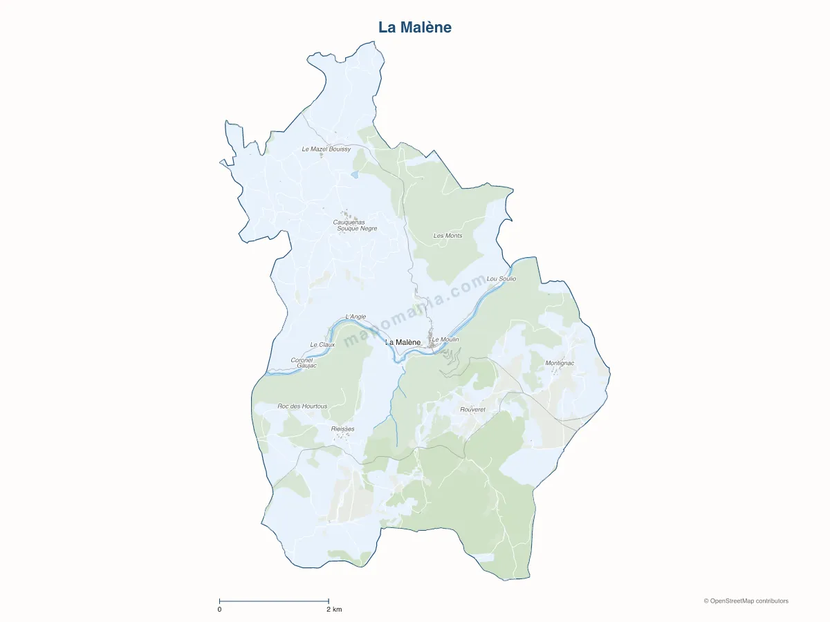 Carte de La Malène à personnaliser