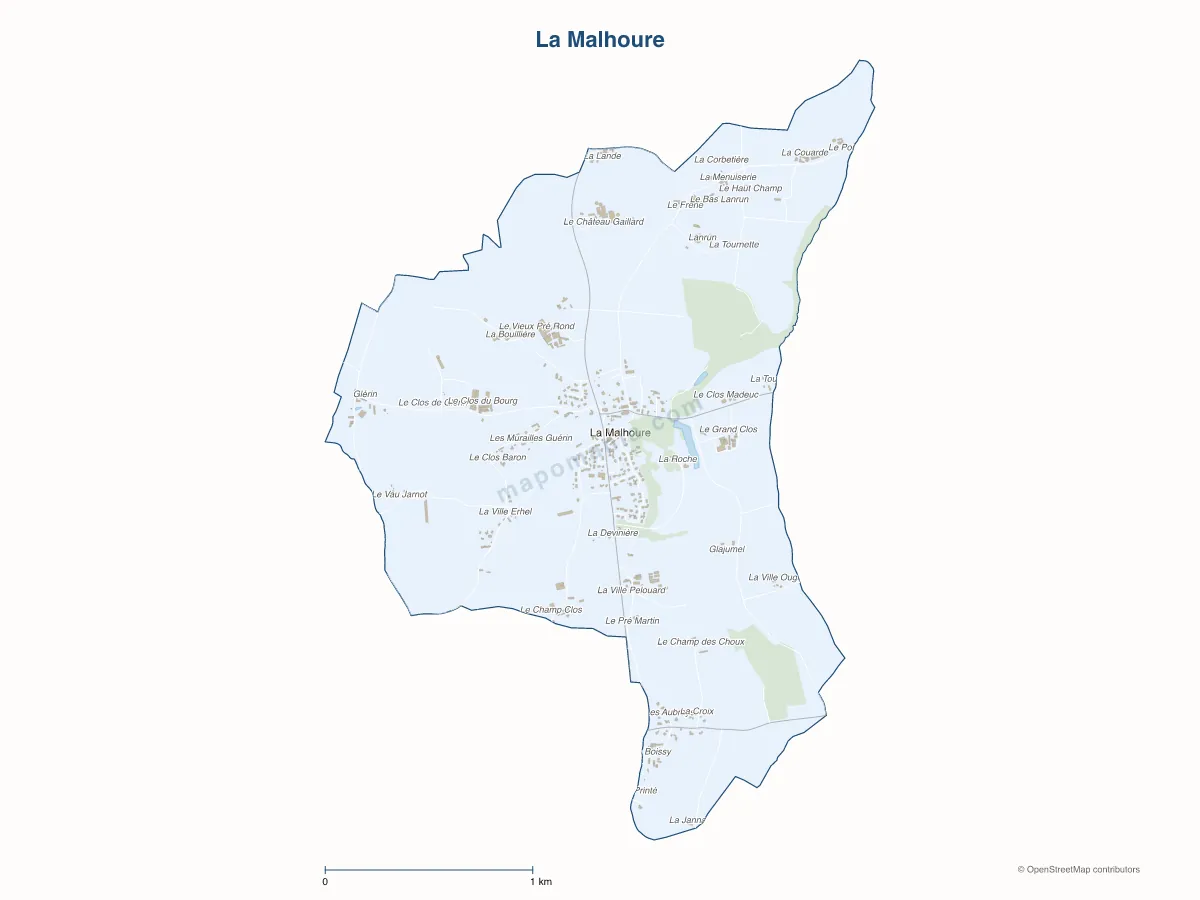 Carte de La Malhoure à personnaliser