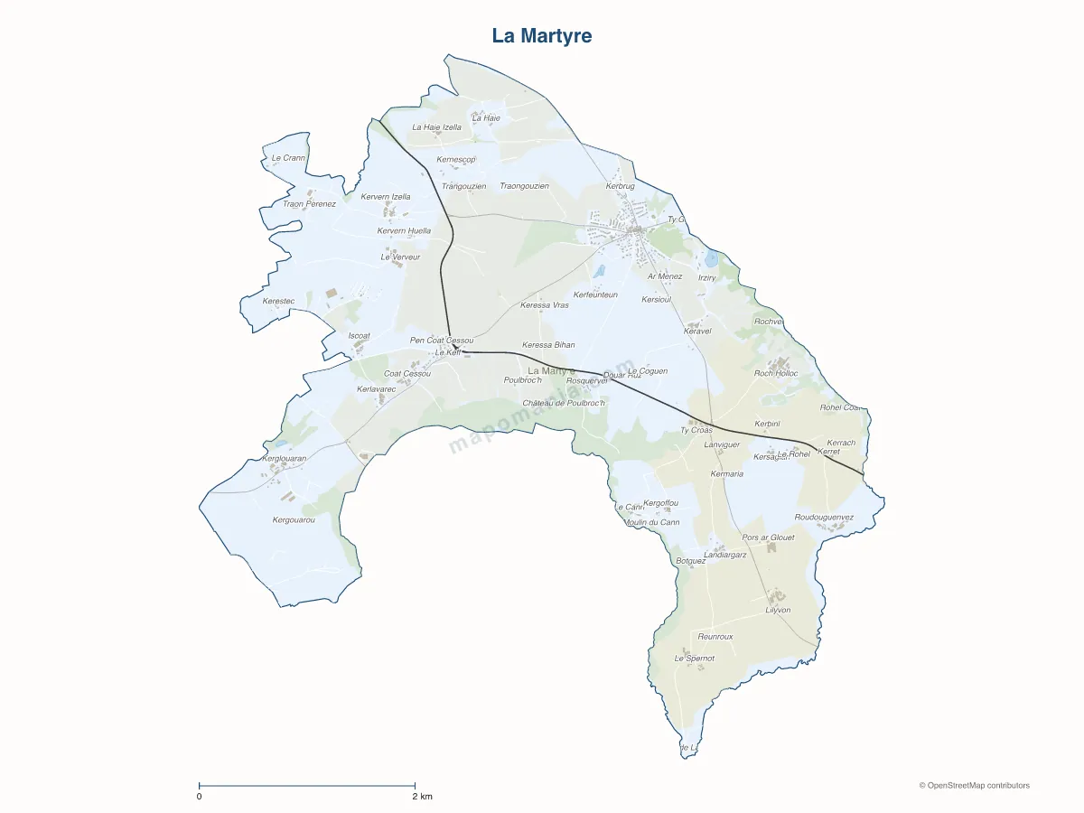 Carte de La Martyre à personnaliser